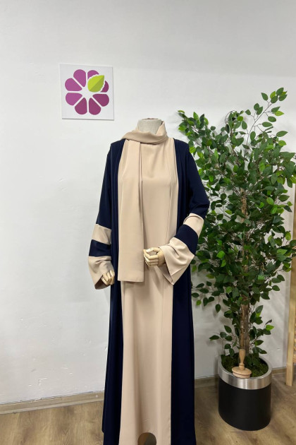 طقم عباية رؤى قطعتين المناسب لموسم الصيف الرسمية   1657 (كحلي)