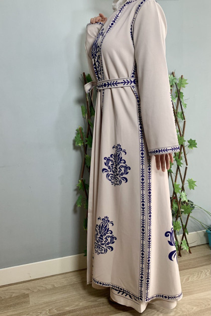 عباية اريج لون ( ابيض وازرق)