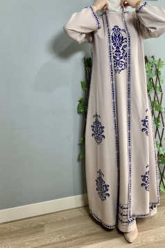 عباية اريج لون ( ابيض وازرق)