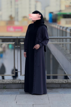 طقم عباية ايلا مع الحجاب (اسود)