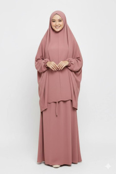 طقم خديجه حجاب شرعي بأكمام وعباية (زهري) 4066