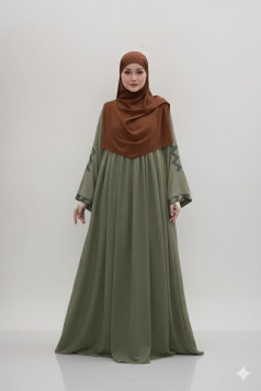 عباية جنى بأكمام واسعة ونقوش مميزة (هاكي) 4114