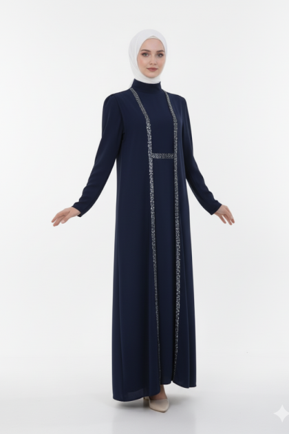 طقم ستراس لون كحلي 3030