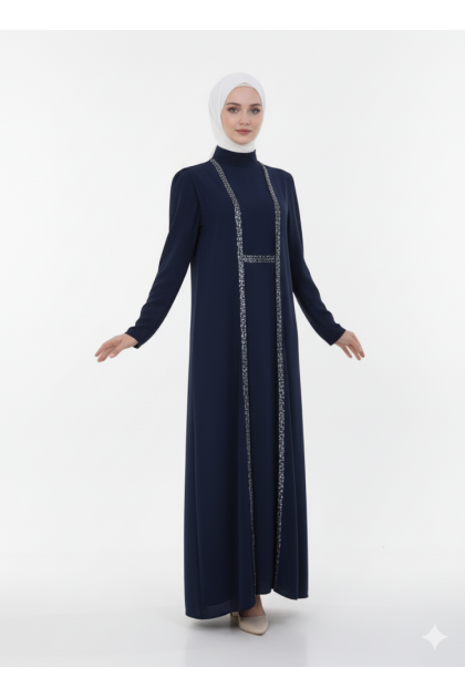 طقم ستراس لون كحلي 3030