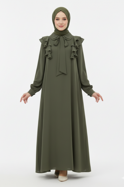 فستان رانية لون (هاكي)