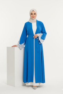 عباية لجين الرسمية المزينه بالدانتيل الصيفية (ازرق)1656