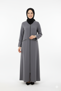 عباية مكة الرمضانية بتصميم  بسيط و مميز (رمادي) 4089