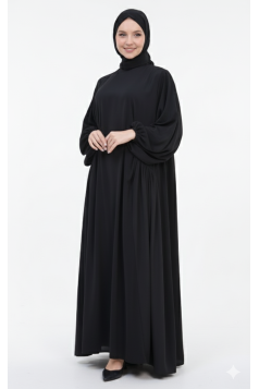 فستان ليزا فضفاض للمراه للمحجبه (أسود) 1419