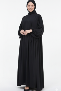 فستان ليزا فضفاض للمراه للمحجبه (أسود) 1419