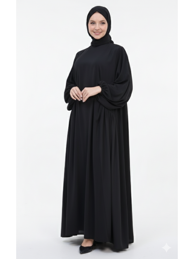 فستان ليزا فضفاض للمراه للمحجبه (أسود) 1419