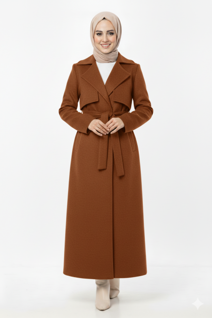 كابان نارين بأزرار وحزام (عسلي) 1516