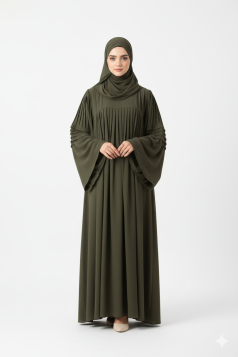 فستان دلال المناسب لموسم الصيف . اللون زيتي