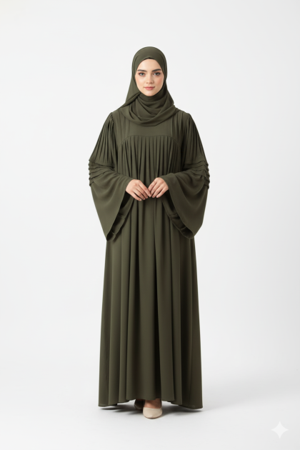 فستان دلال المناسب لموسم الصيف . اللون زيتي