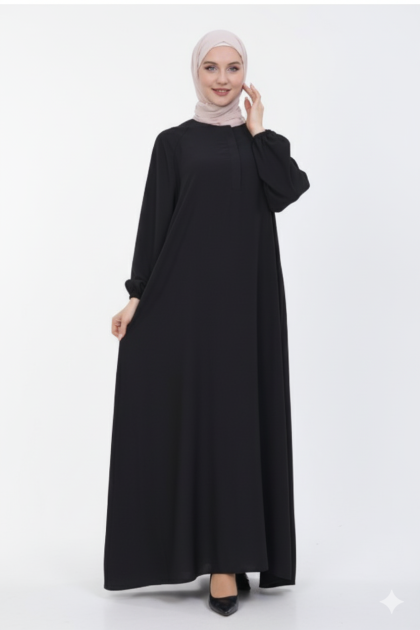 عباية هند العملية والفضفاضة بتصميم أنيق (اسود) 2025