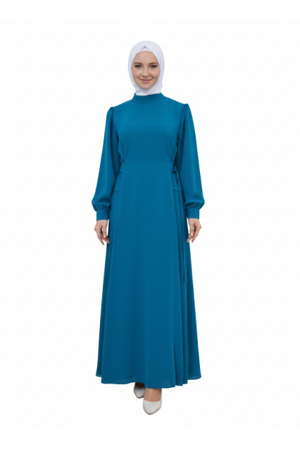 فستان لارا بكسرات جانبية (تركواز) 2026