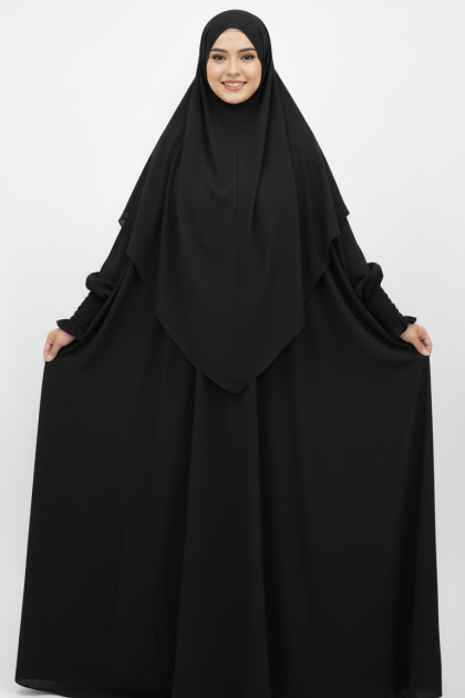 حجاب طبقة قماش مدينة اسود 4070