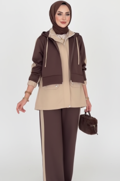 طقم خزامي (بيج+ بني) 