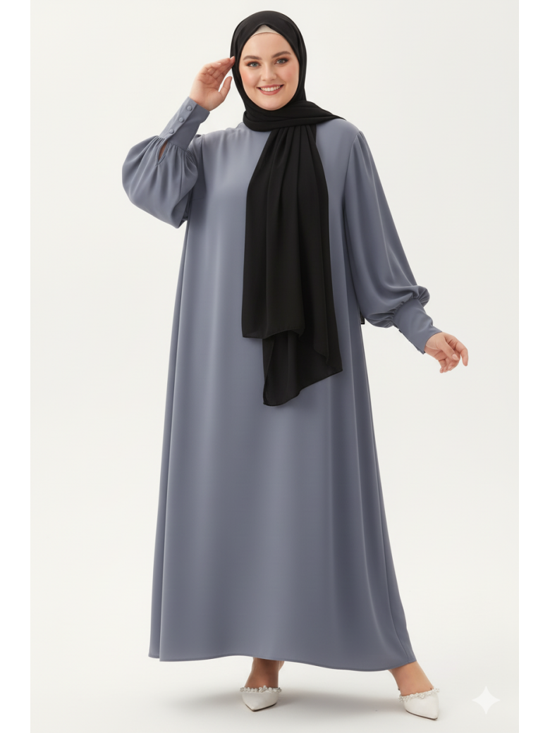 فستان رهف بتصميم أنيق ومميز (رمادي) 1484