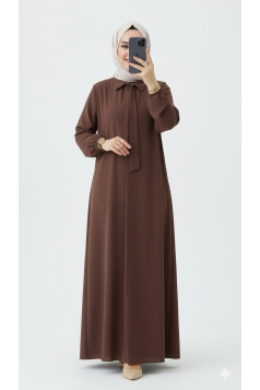 عباية سلمى بأكمام مزمومة وازرار مخفية (بني) 4074