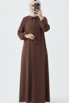 عباية سلمى بأكمام مزمومة وازرار مخفية (بني) 4074