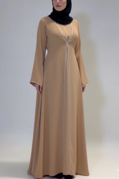 طقم عباية مع جمبسوت فاخر (بيج) 4094 طقم عباية مع جمبسوت فاخر (بيج) 4094