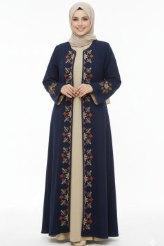 عباية اماني (كحلي + بيج)