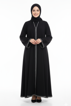 عباية سلوى صيفي عملية اسود مميز بالابيض 