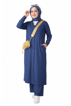 طقم نايا جاكيت بأزرار وبنطلون (أزرق) 4053