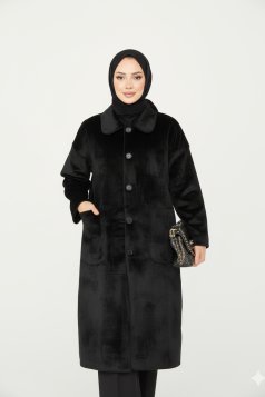 جاكيت شامية فرو (اسود) 