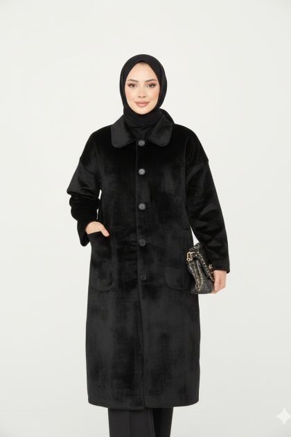 جاكيت شامية فرو (اسود) 