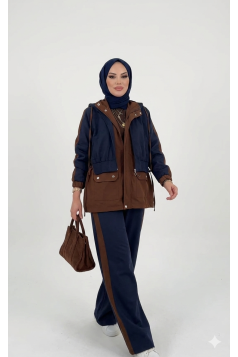 طقم خزامي (بني+ ازرق) 