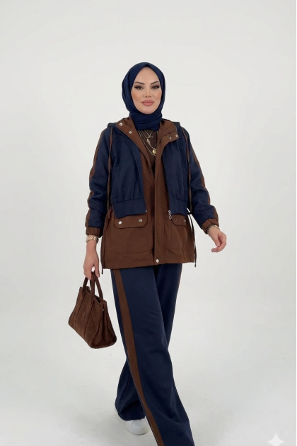 طقم خزامي (بني+ ازرق) 