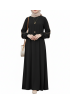 عباية هناء الفضفاضة بتصميم أكمام مميز (أسود)