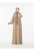 فستان واسع بأكمام مزمومة (بيج) 1512