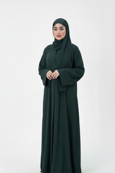 عباية ترف الرسمية مع شال الزمردي