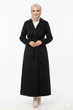 كابان نارين بأزرار وحزام (أسود) 1516