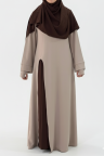 طقم عباية وقار (بيج مع بني)