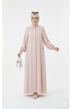 عباية براءة مزينة بأزرار مخفية (بيج)