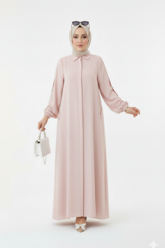 عباية براءة مزينة بأزرار مخفية (بيج)