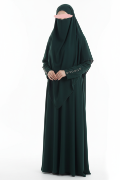طقم عباية العقله مع حجاب  (زيتي )