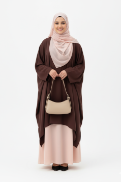  طقم عباية ترتيل مع حجاب مناسب لصيف (بني  )