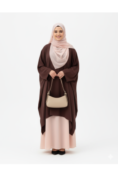  طقم عباية ترتيل مع حجاب مناسب لصيف (بني  )