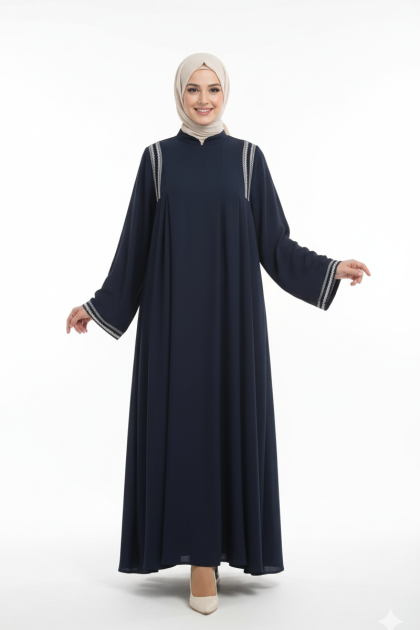 فستان رنيم انيق كحلي 1574