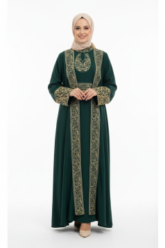 طقم كنز  المطرز عند اليدين (زمرد) 1655