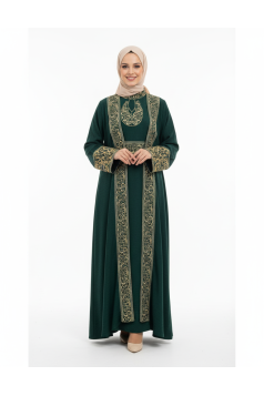 طقم كنز  المطرز عند اليدين (زمرد) 1655