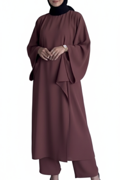 طقم رسيل قطعتين بنطلون وتونيك طويل (بني) 1539