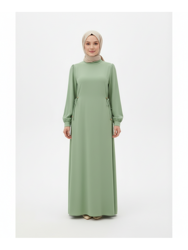 فستان لارا بكسرات جانبية (اخضر) 2026