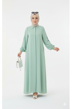 عباية براءة مزينة بأزرار مخفية ( مينت)