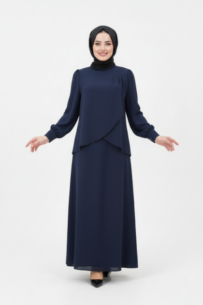 فستان شريفة (كحلي) فستان شريفة (كحلي)