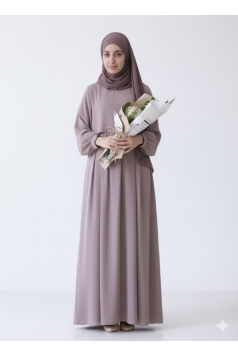 عباية حور مع الحجاب بتصميم أنيق (وردي) 6002